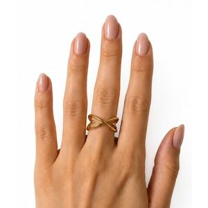 Madewell Crisscross Infinity X Ring Gold Tone Size 8 Minimalist Statement
